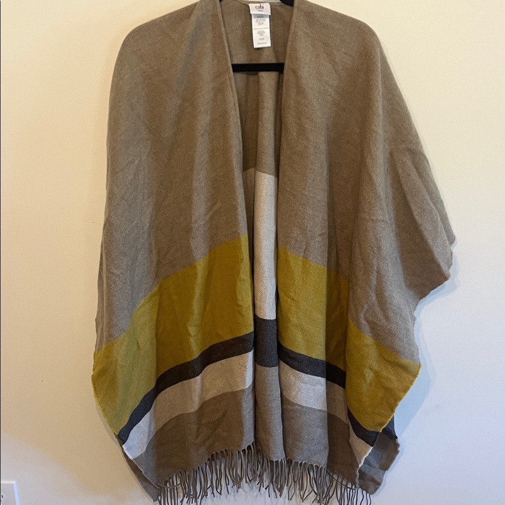 CAbi Tan and Yellow Striped Travel Cape - Picture 5 of 6